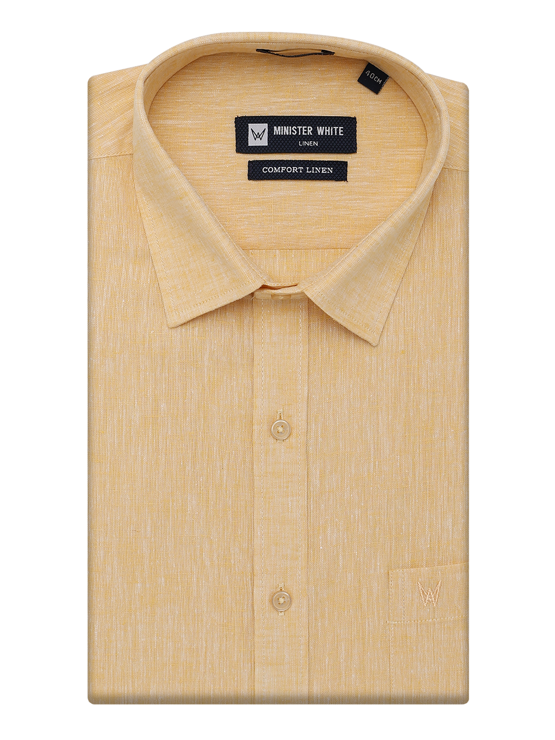 Mens Cotton Linen Regular Fit Gold Colour Shirt Comfort Linen by Minister White