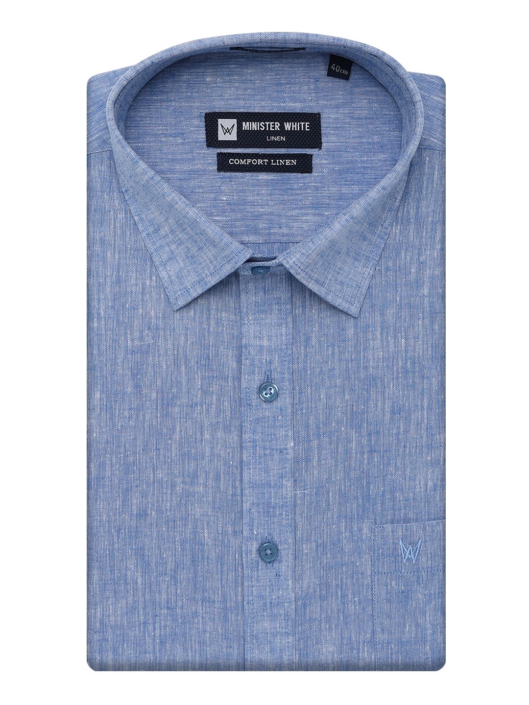 Mens Cotton Linen Regular Fit Blue Colour Shirt Comfort Linen by Minister White