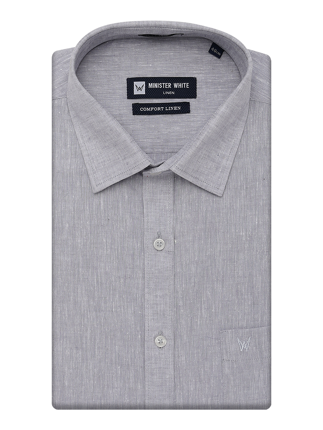 Mens Cotton Linen Regular Fit Steel Colour Shirt Comfort Linen by Minister White