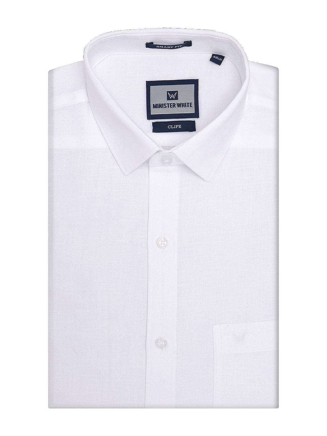 Mens Cotton Linen White Smart Fit Shirt Clife by Minister White