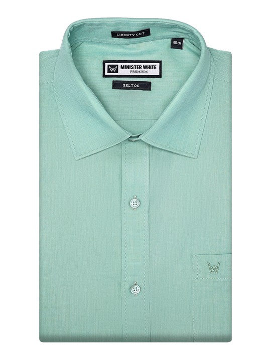 Men's Premium Cotton Regular Fit Teal Green Shirt Seltas
