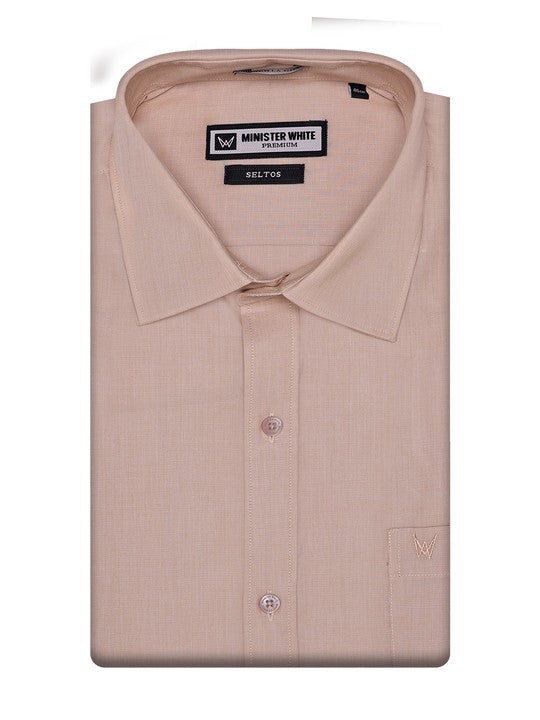 Men's Premium Cotton Regular Fit Beige Shirt Seltas
