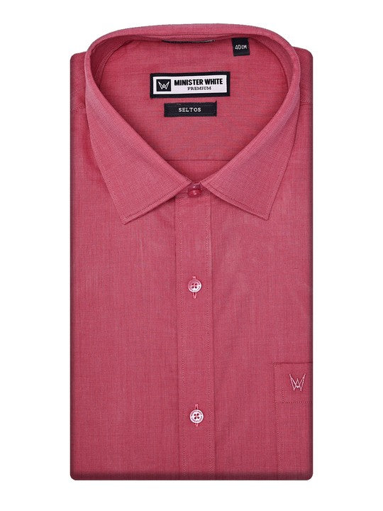 Men's Premium Cotton Regular Fit Dark Pink Shirt Seltas