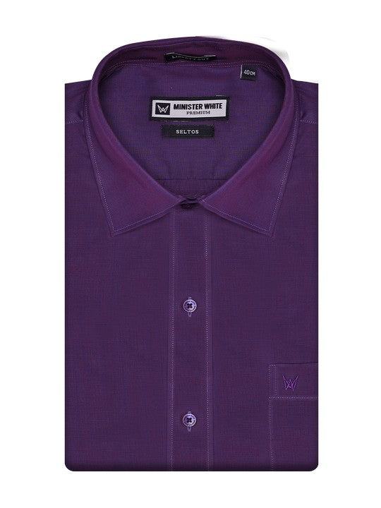 Men's Premium Cotton Regular Fit Purple Shirt Seltas