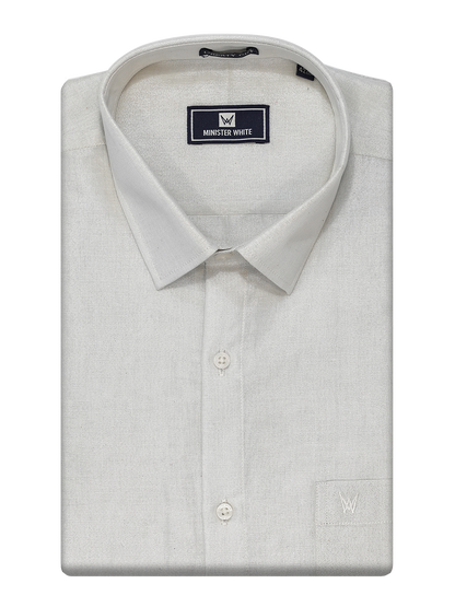 Mens Silver Colour Tissue Shirt by Minister White