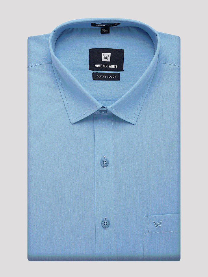 Mens Cotton Regular Fit Sky Blue Colour Shirt Divine Touch