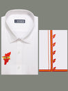 TVK Flag Printed Men's White Blended Cotton Regular Fit Shirt & Dhoti Combo