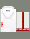 TVK Vijay Printed Men's White Blended Cotton Regular Fit Shirt & Dhoti Combo