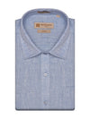 Men's Pure Linen Regular Fit Blue Colour Shirt Tartan