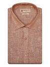 Men's Pure Linen Regular Fit Dark Orange Colour Shirt Tartan