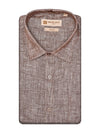 Men's Pure Linen Regular Fit Brown Colour Shirt Tartan