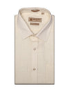 Men's Pure Linen Regular Fit Cream Colour Shirt Tartan