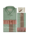 Men's Art Silk Half White Jacquard Full Sleeves Shirt with 2 1/2
