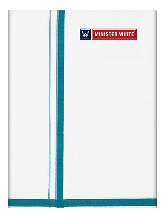 Mens Cotton White Double Layered with Big Border Dhoti - Victourious by Minister White
