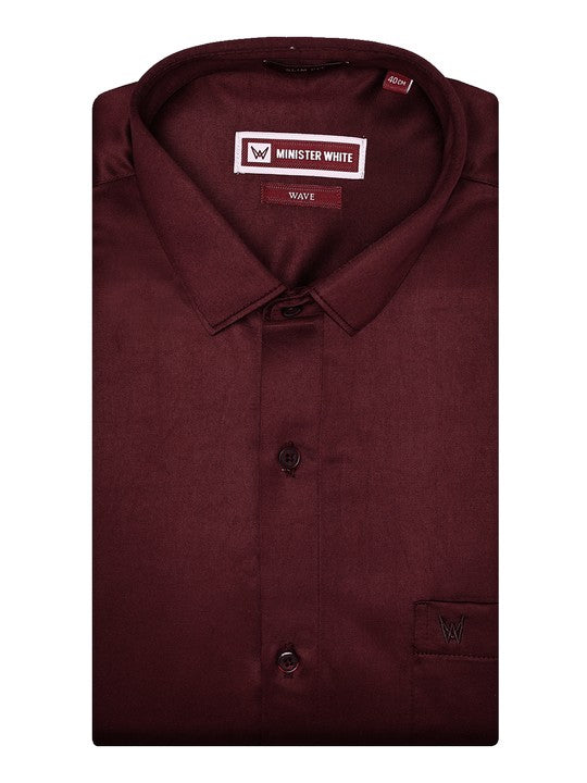 Men's Premium Satin Slim Fit Maroon Shirt Wave
