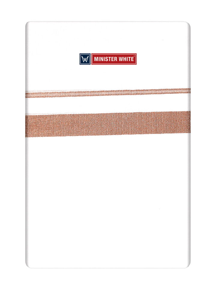 Mens Cotton White Single Layered Dhoti with Assorted Colour Jari Border Gems