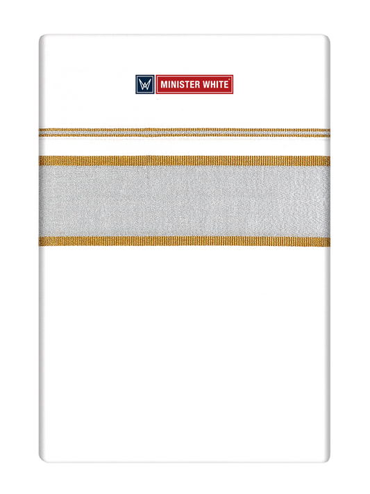 Mens Cotton White Single Layered Dhoti with Silver Jari Fancy Border - Ferry by Minister White