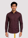 Mens Cotton Wine Colour Regular Fit Shirt Glance