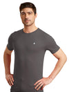 Men's Grey Regular Fit Round Neck T-Shirt Crisper