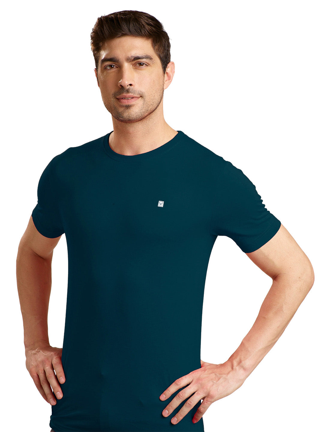 Men's Navy Mix Regular Fit Round Neck T-Shirt Crisper