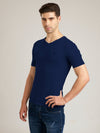 Men's Navy Regular Fit V-Neck T-Shirt Caliber