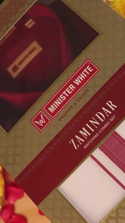 Mens Maroon Colour Shirt with Matching Fancy Border Dhoti Combo Lemax